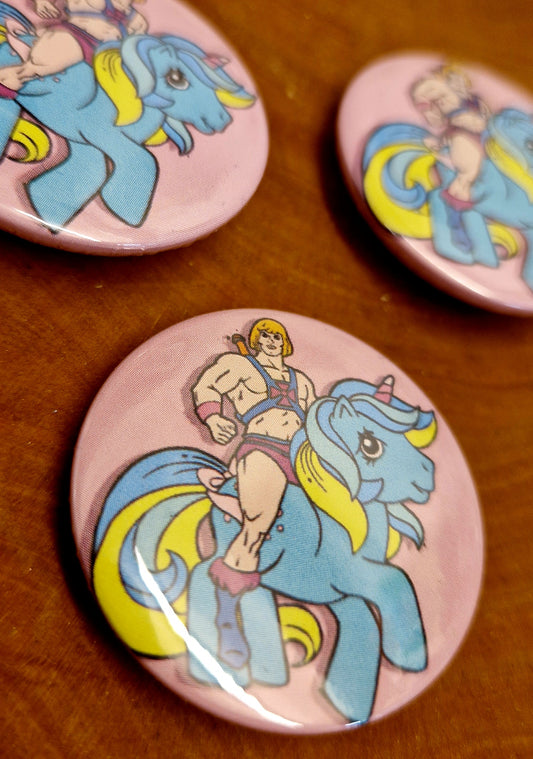 Retro badge - My little He-Man in pink