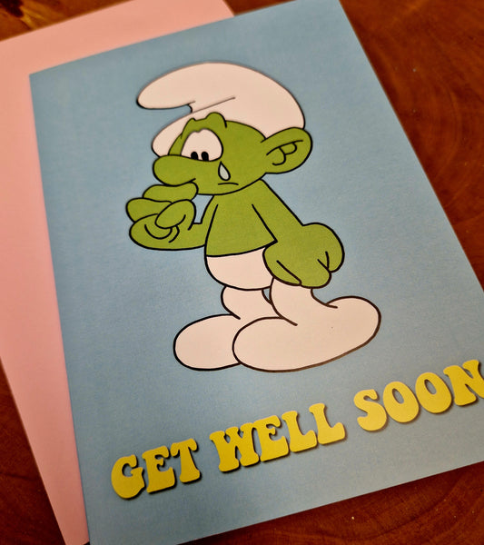 Greeting card- Smurf, Get well soon