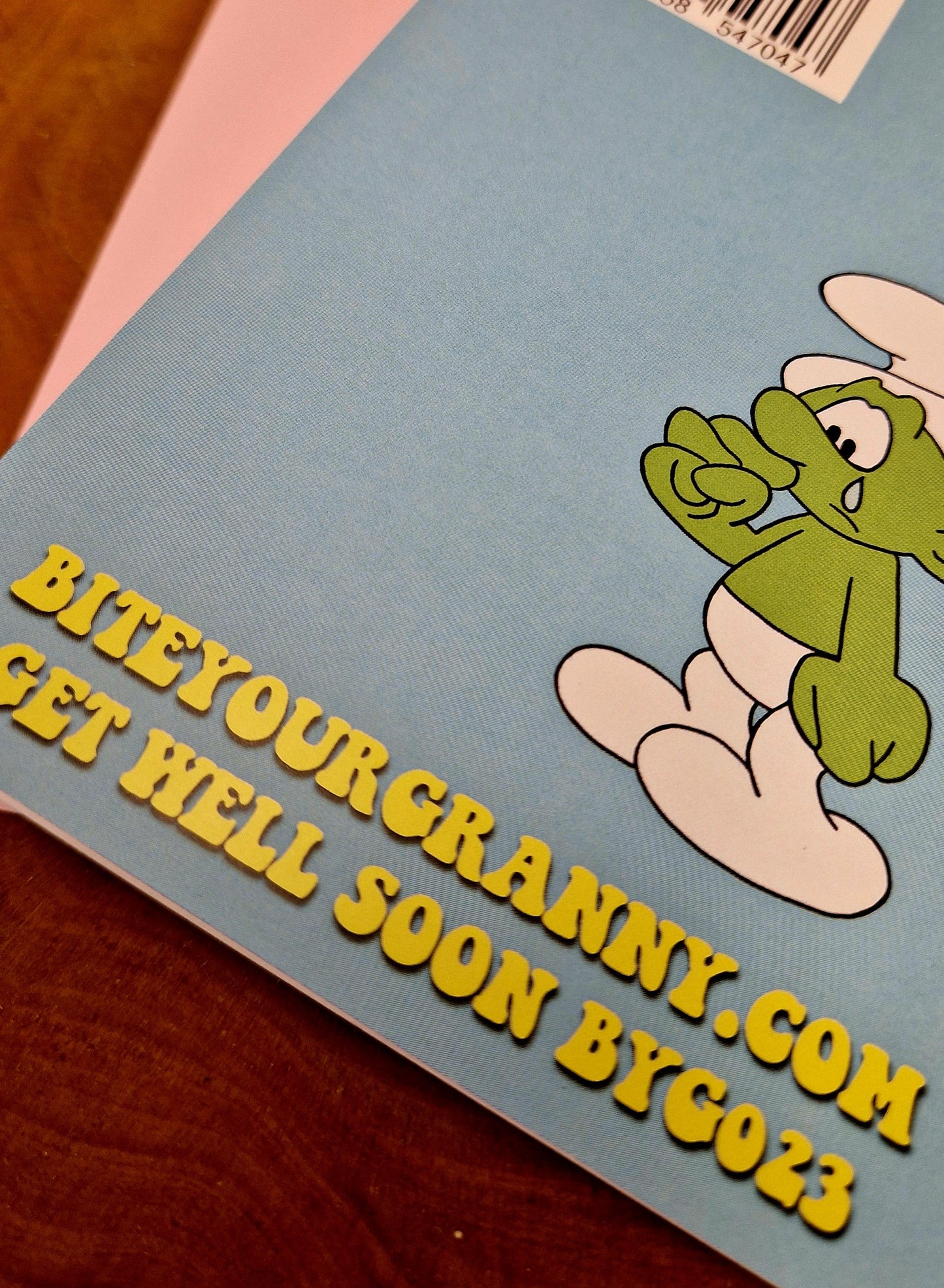 Greeting card- Smurf, Get well soon