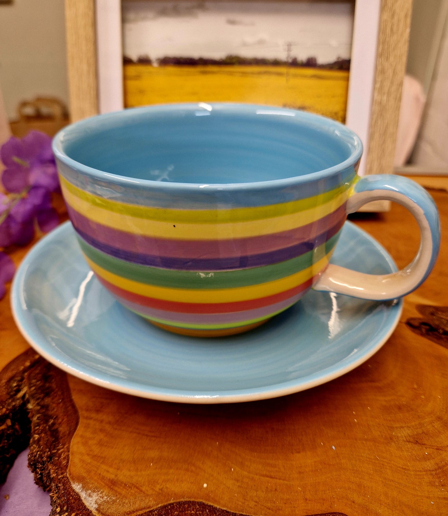 Cup and Saucer - Rainbow Stripes