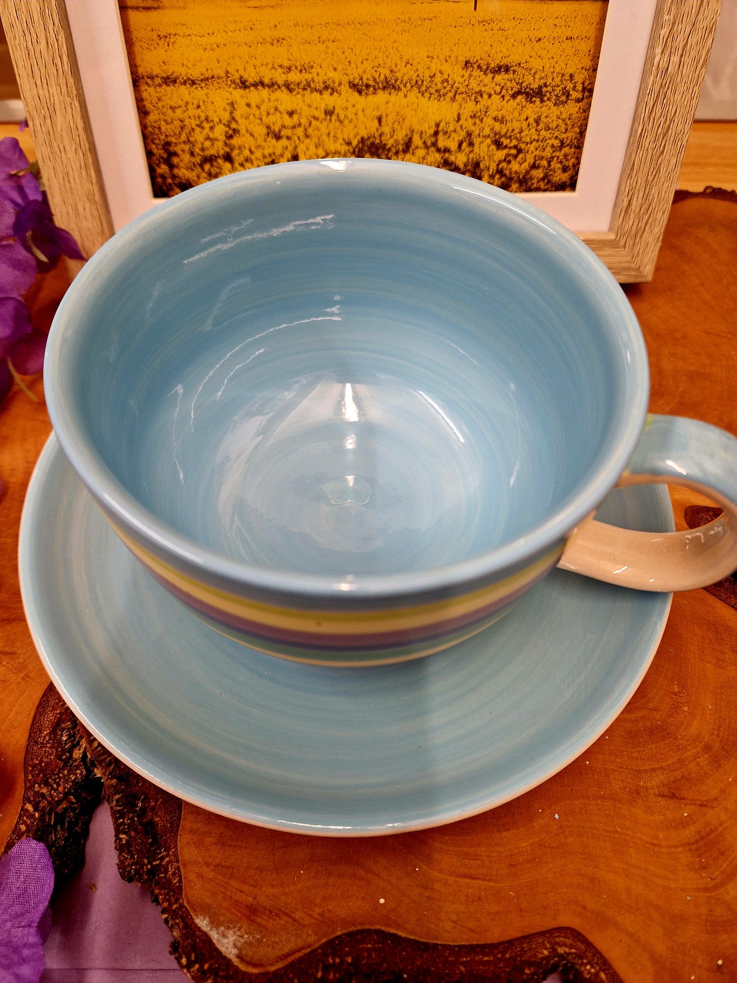 Cup and Saucer - Rainbow Stripes