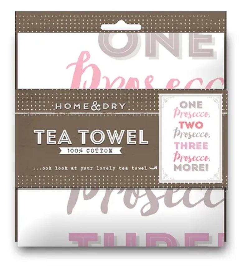 "One Presecco, two Prosecco" tea towel