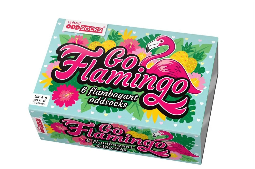 Go Flamingo Odd Socks gift box