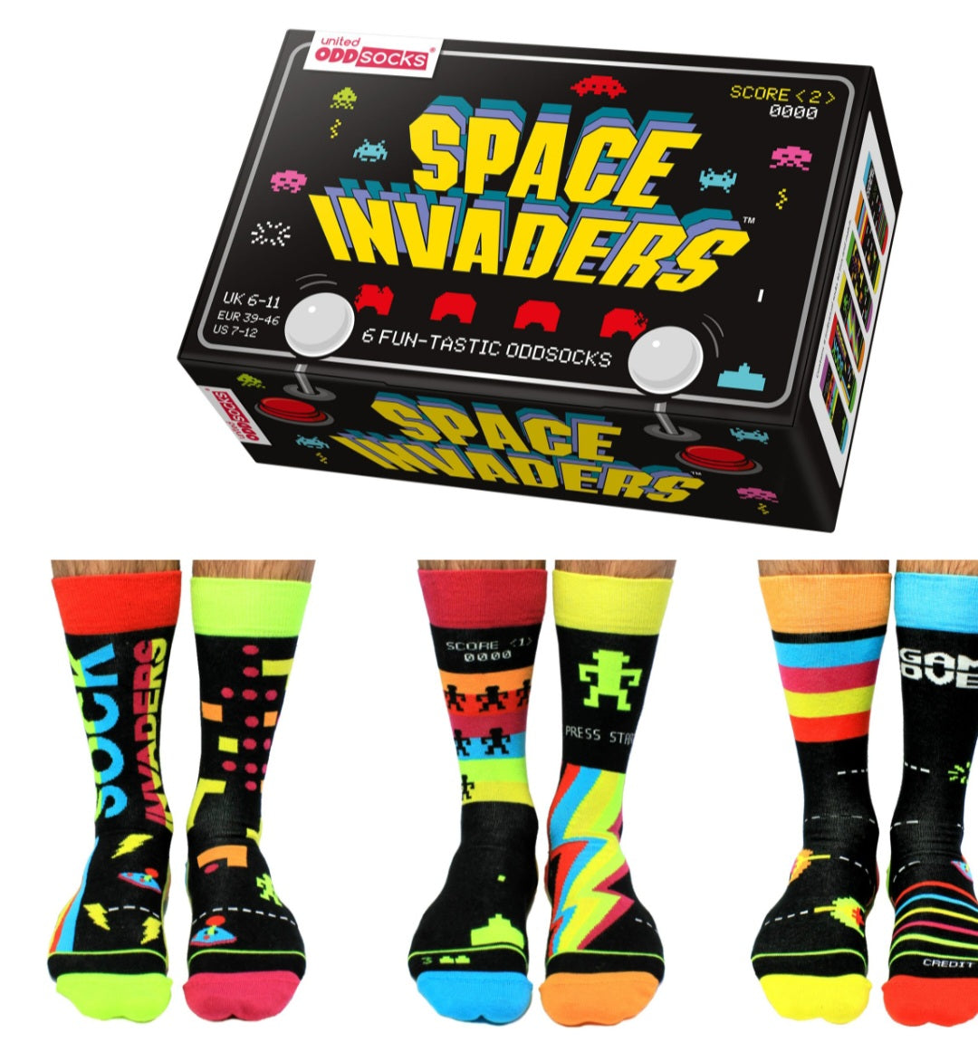 Space Invader Odd Socks Gift Box