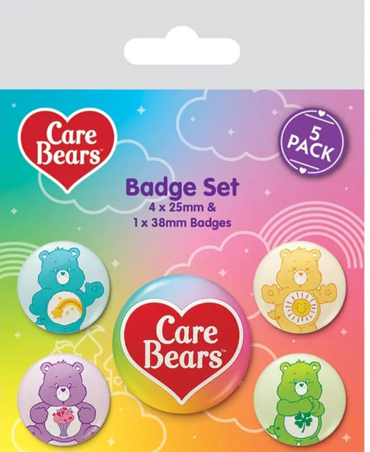 5 Piece Button Badge Pack - Genuine Care Bear Badges