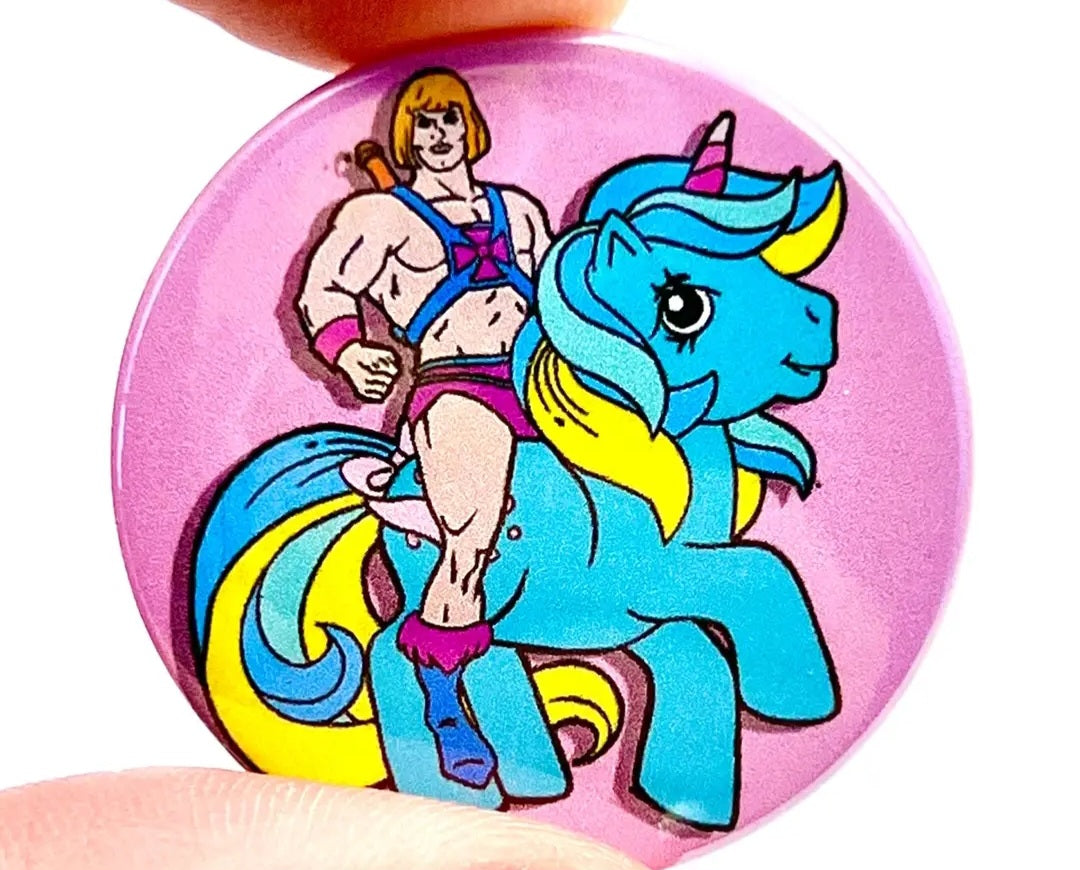 Retro badge - My little He-Man in pink