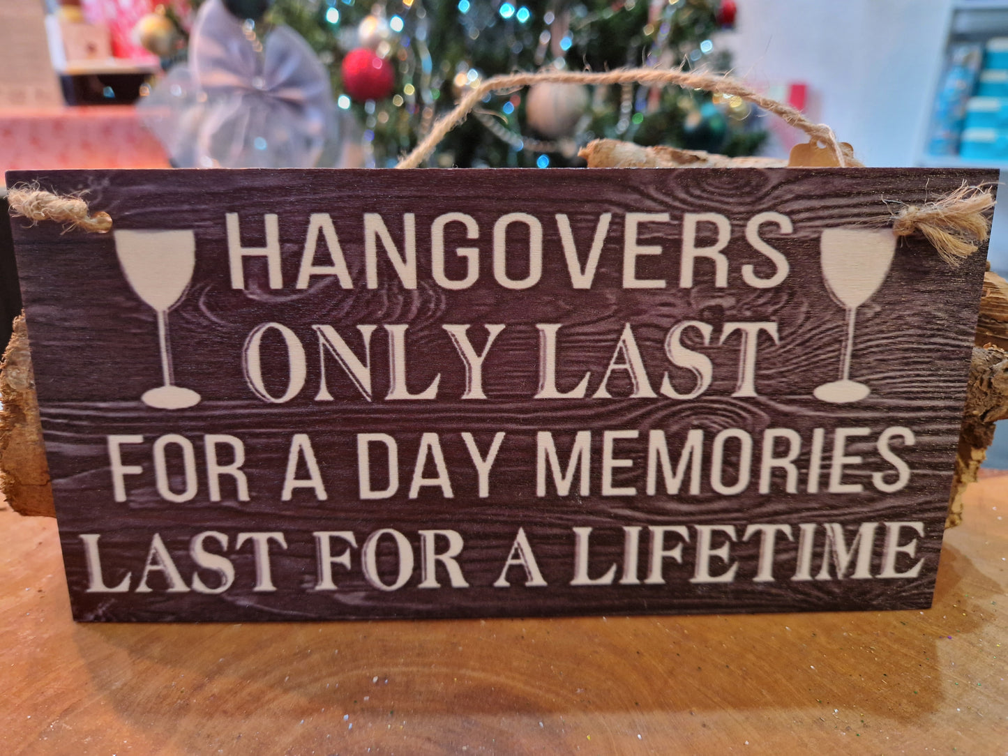 Novelty signs- Hangovers only last for a day